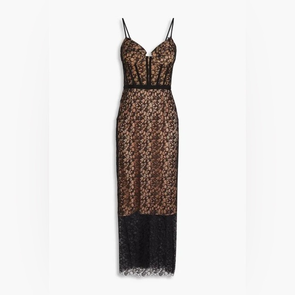 Jonathan Simkhai Black and Tan Lace Slip Dress - Picture 1 of 10